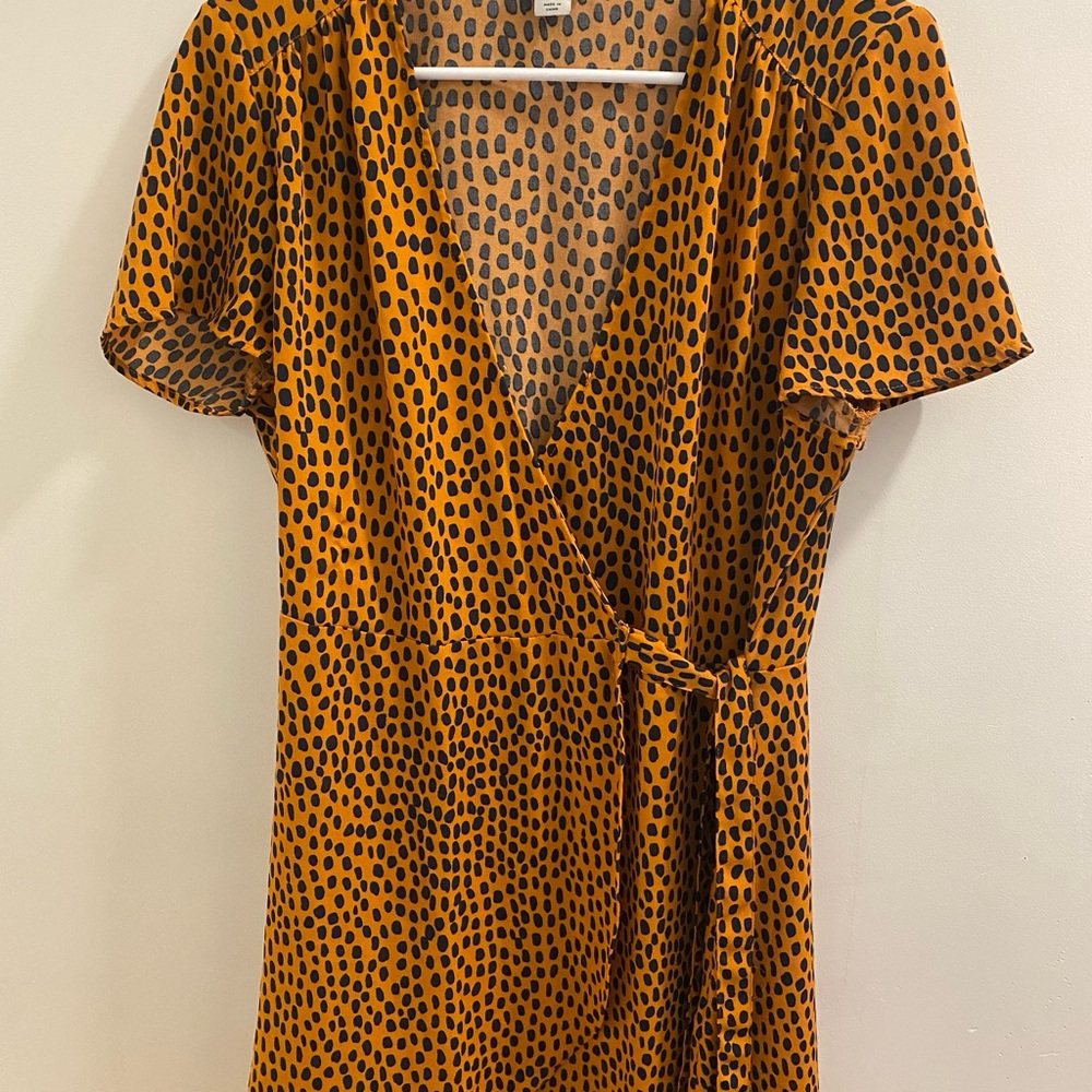 J. Crew Orange and Black Midi Dress